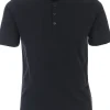Redmond regular fit T-shirt, korte mouw O-hals met knoopsluiting, blauw