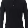 Redmond regular fit T-shirt, lange mouw O-hals met knoopsluiting, blauw