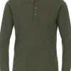 Redmond regular fit T-shirt, lange mouw O-hals met knoopsluiting, groen