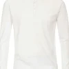 Redmond regular fit T-shirt, lange mouw O-hals met knoopsluiting, wit