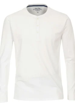 Redmond regular fit T-shirt, lange mouw O-hals met knoopsluiting, wit