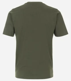Redmond regular fit T-shirt, korte mouw O-hals met knoopsluiting, groen