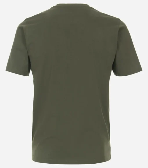 Redmond regular fit T-shirt, korte mouw O-hals met knoopsluiting, groen