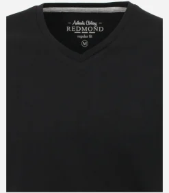 Redmond regular fit T-shirt, korte mouw V-hals, zwart