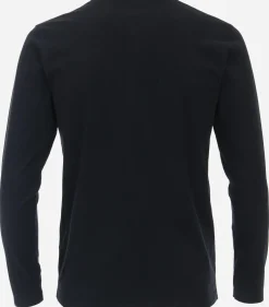 Redmond regular fit T-shirt, lange mouw O-hals met knoopsluiting, blauw