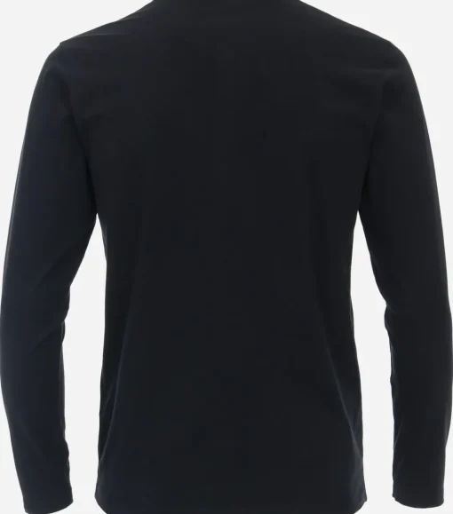 Redmond regular fit T-shirt, lange mouw O-hals met knoopsluiting, blauw