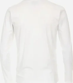 Redmond regular fit T-shirt, lange mouw O-hals met knoopsluiting, wit