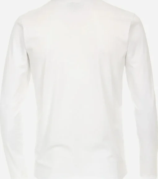 Redmond regular fit T-shirt, lange mouw O-hals met knoopsluiting, wit