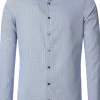Redmond slim fit overhemd, popeline, blauw met wit mini dessin