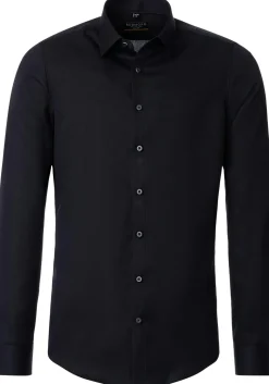 Redmond slim fit overhemd, popeline, zwart