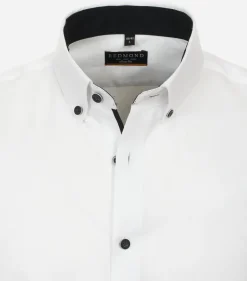 Redmond slim fit overhemd, popeline, wit dessin