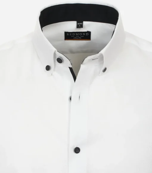 Redmond slim fit overhemd, popeline, wit dessin