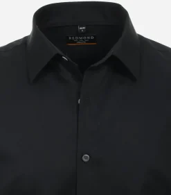 Redmond slim fit overhemd, popeline, zwart