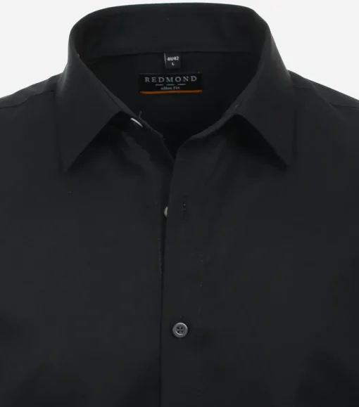 Redmond slim fit overhemd, popeline, zwart