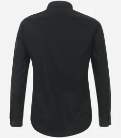 Redmond slim fit overhemd, popeline, zwart