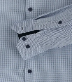 Redmond slim fit overhemd, popeline, blauw met wit mini dessin