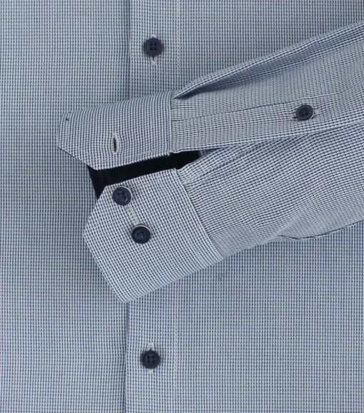 Redmond slim fit overhemd, popeline, blauw met wit mini dessin