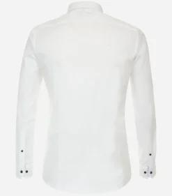 Redmond slim fit overhemd, popeline, wit dessin