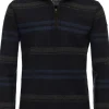 Redmond sweat heren schipperstrui sweatstof, opstaande kraag, blauw dessin (middeldik)