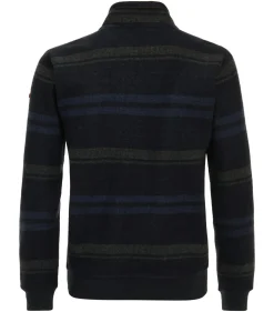 Redmond sweat heren schipperstrui sweatstof, opstaande kraag, blauw dessin (middeldik)