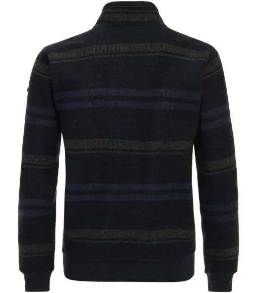 Redmond sweat heren schipperstrui sweatstof, opstaande kraag, blauw dessin (middeldik)
