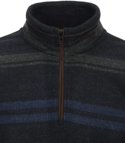 Redmond sweat heren schipperstrui sweatstof, opstaande kraag, blauw dessin (middeldik)