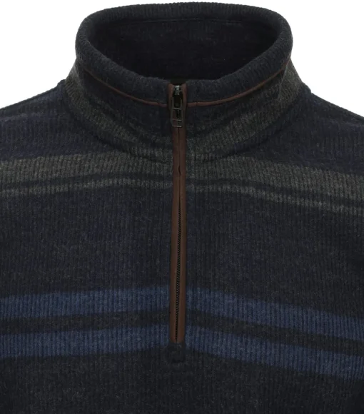 Redmond sweat heren schipperstrui sweatstof, opstaande kraag, blauw dessin (middeldik)