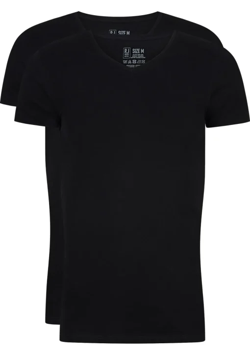 RJ Bodywear Everyday Den Bosch T-shirts (2-pack), heren stretch T-shirts V-hals, zwart