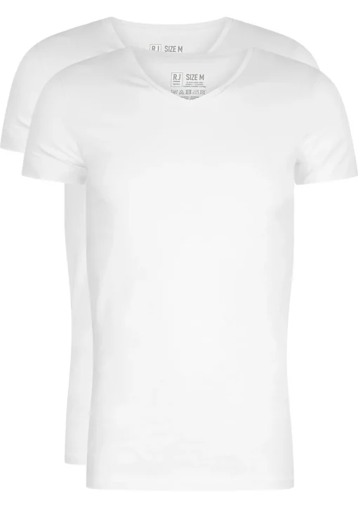 RJ Bodywear Everyday Den Bosch T-shirts (2-pack), heren stretch T-shirts V-hals, wit
