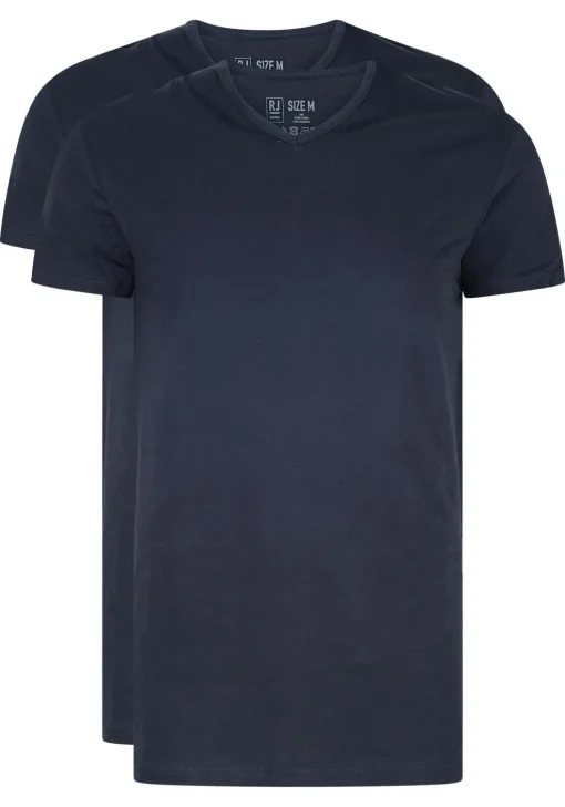RJ Bodywear Everyday Gouda T-shirts (2-pack), heren T-shirts V-hals smal, donkerblauw
