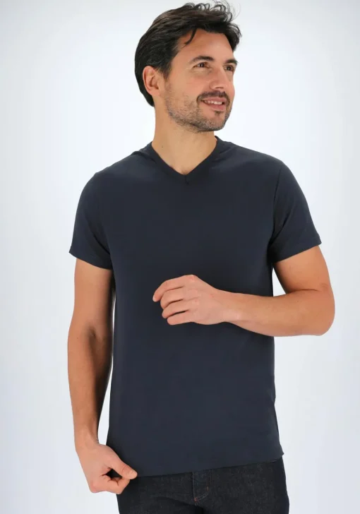 RJ Bodywear Everyday Gouda T-shirts (2-pack), heren T-shirts V-hals smal, donkerblauw