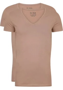 RJ Bodywear Everyday Nijmegen T-shirts (2-pack), heren stretch T-shirts diepe V-hals, huidskleur