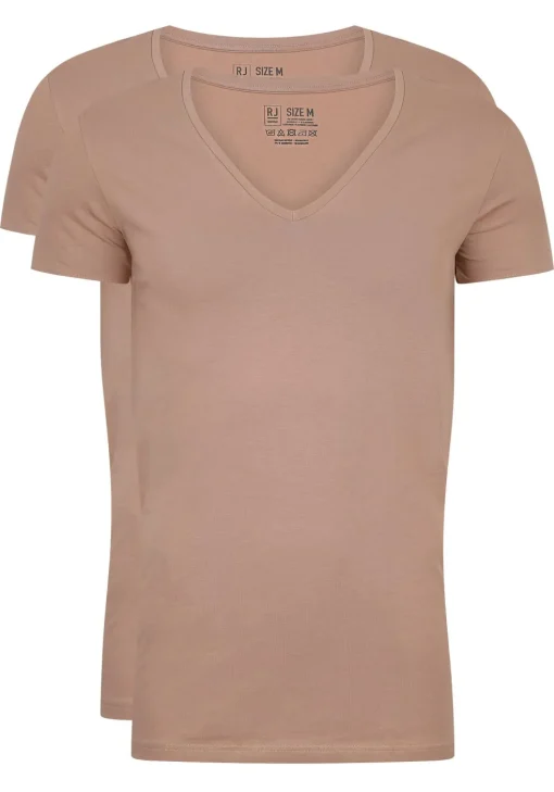 RJ Bodywear Everyday Nijmegen T-shirts (2-pack), heren stretch T-shirts diepe V-hals, huidskleur