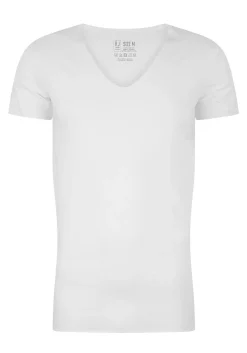 RJ Bodywear Everyday Tilburg T-shirts (2-pack), heren stretch T-shirt diepe V-hals, wit (raw edge)