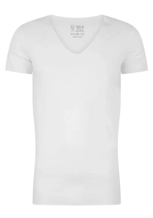 RJ Bodywear Everyday Tilburg T-shirts (2-pack), heren stretch T-shirt diepe V-hals, wit (raw edge)