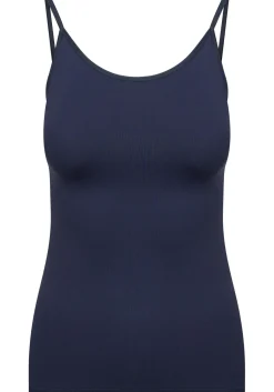RJ Bodywear Pure Color dames spaghetti top (1-pack), hemdje met smalle verstelbare bandjes, donkerblauw