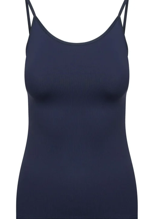 RJ Bodywear Pure Color dames spaghetti top (1-pack), hemdje met smalle verstelbare bandjes, donkerblauw