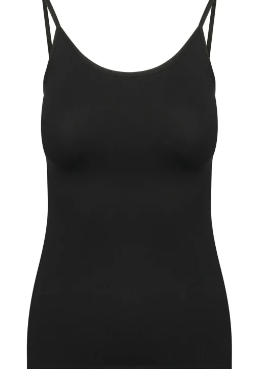 RJ Bodywear Pure Color dames spaghetti top (1-pack), hemdje met smalle verstelbare bandjes, zwart