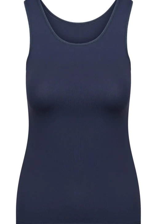 RJ Bodywear Pure Color dames top (1-pack), hemdje met brede banden, donkerblauw
