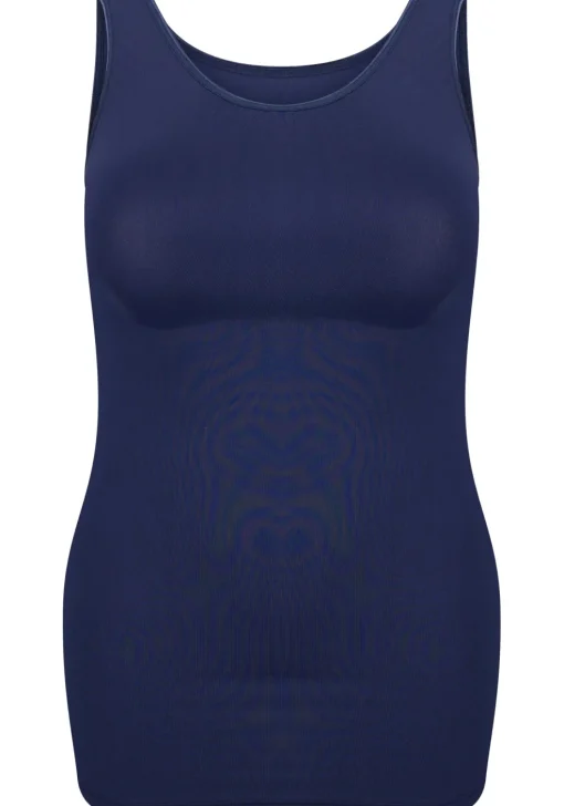 RJ Bodywear Pure Color dames top (1-pack), hemdje met brede banden, donkerblauw
