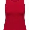 RJ Bodywear Pure Color dames top (1-pack), hemdje met brede banden, donkerrood