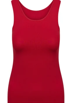 RJ Bodywear Pure Color dames top (1-pack), hemdje met brede banden, donkerrood