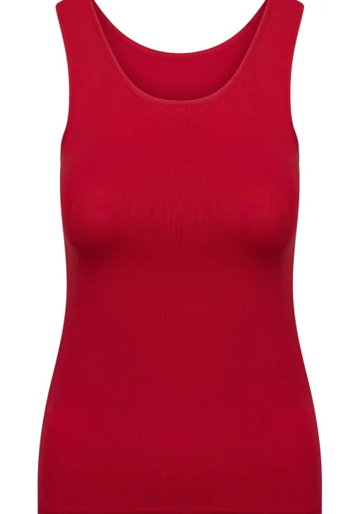 RJ Bodywear Pure Color dames top (1-pack), hemdje met brede banden, donkerrood
