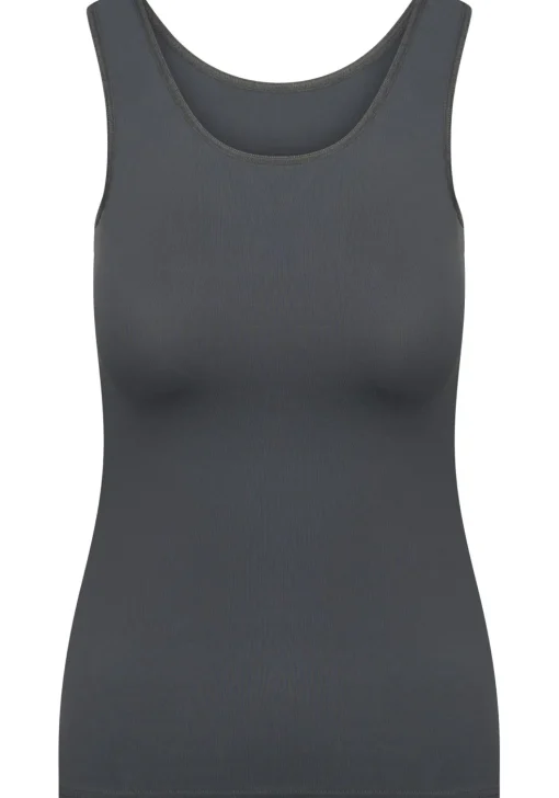 RJ Bodywear Pure Color dames top (1-pack), hemdje met brede banden, grijs