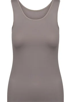 RJ Bodywear Pure Color dames top (1-pack), hemdje met brede banden, taupe