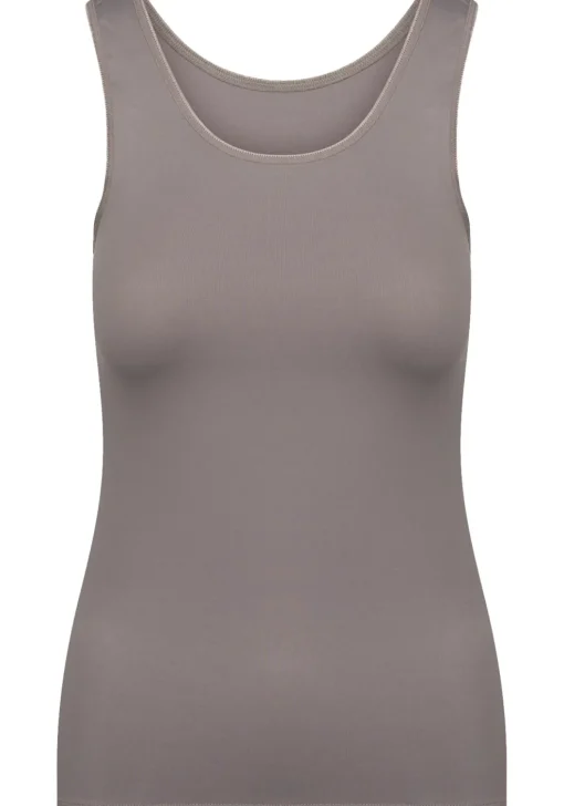 RJ Bodywear Pure Color dames top (1-pack), hemdje met brede banden, taupe