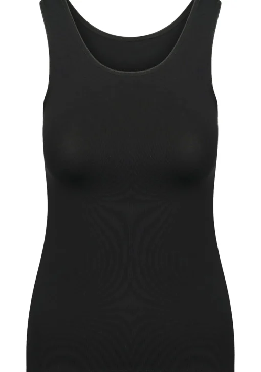 RJ Bodywear Pure Color dames top (1-pack), hemdje met brede banden, zwart