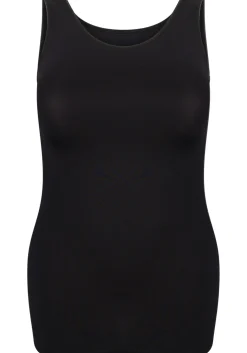 RJ Bodywear Pure Color dames top (1-pack), hemdje met brede banden, zwart