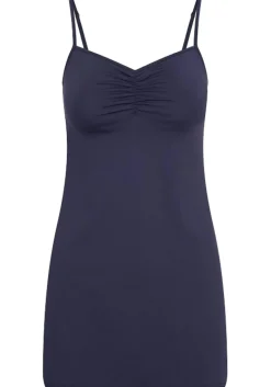 RJ Bodywear Pure Color dames jurk (1-pack), onderjurk met verstelbare bandjes, donkerblauw