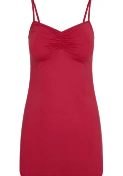 RJ Bodywear Pure Color dames jurk (1-pack), onderjurk met verstelbare bandjes, donkerrood